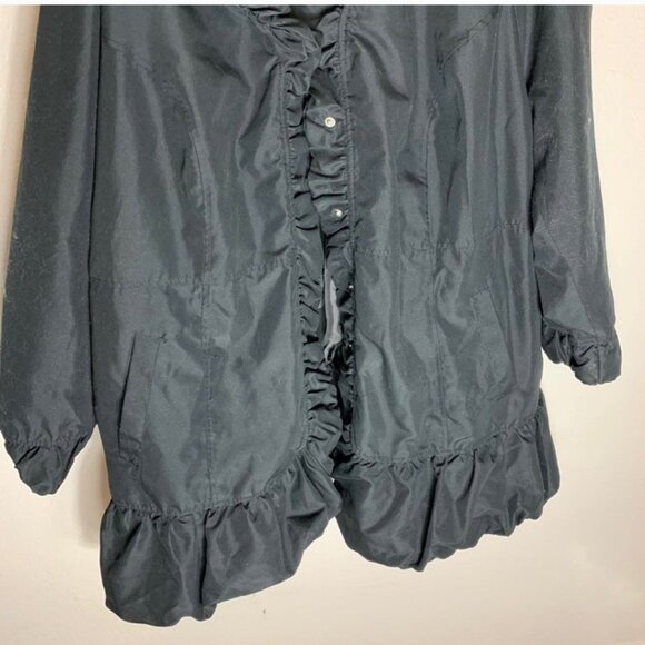 Black Roamans Ruffled Button Front Coat Size 32W-GOOD CONDITION. - Picture 3 of 5